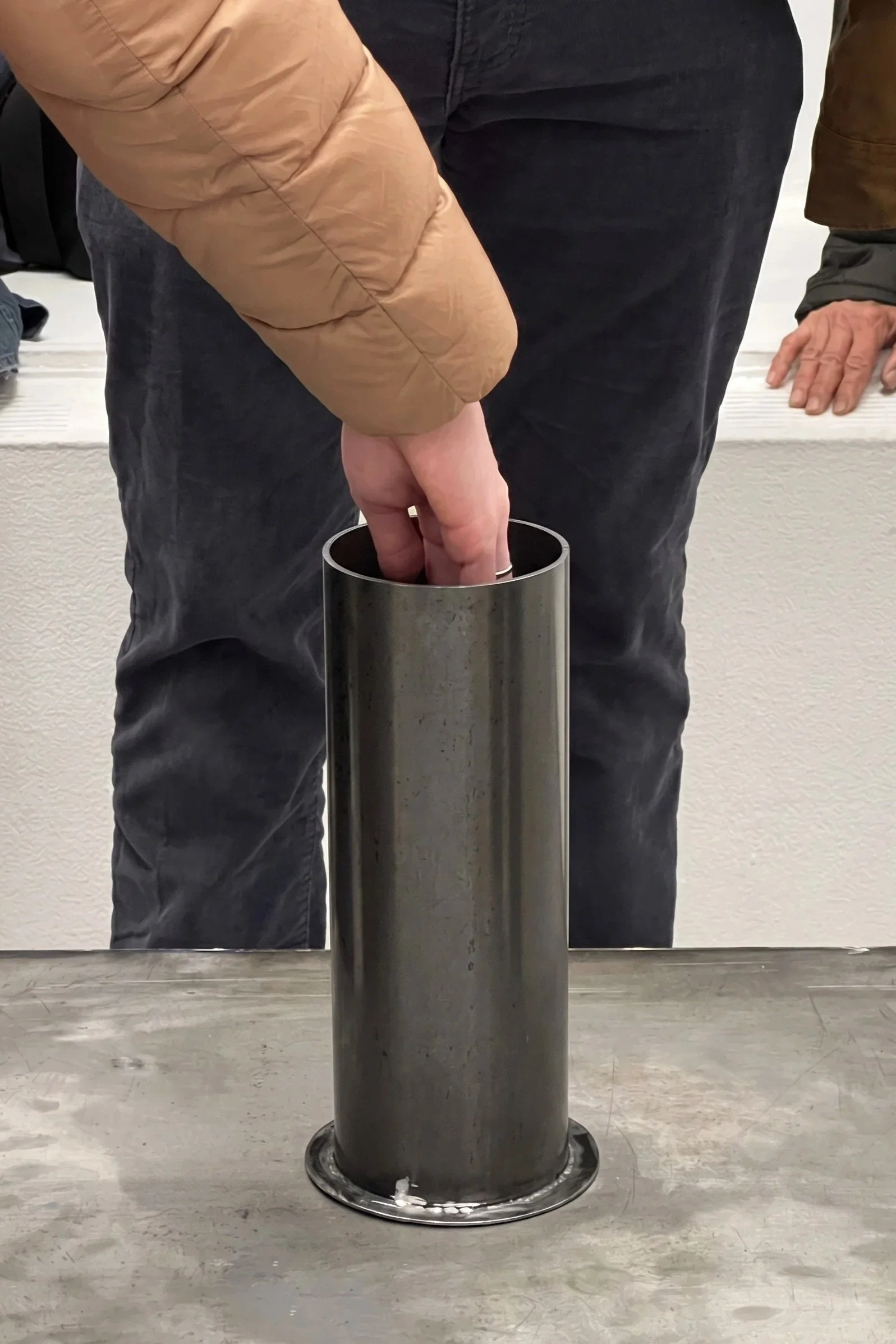Stiff Stiff​ (details), 2025​. Steel, manual air pump, and mechanical components​ ― 55 × 21 × 18 in​