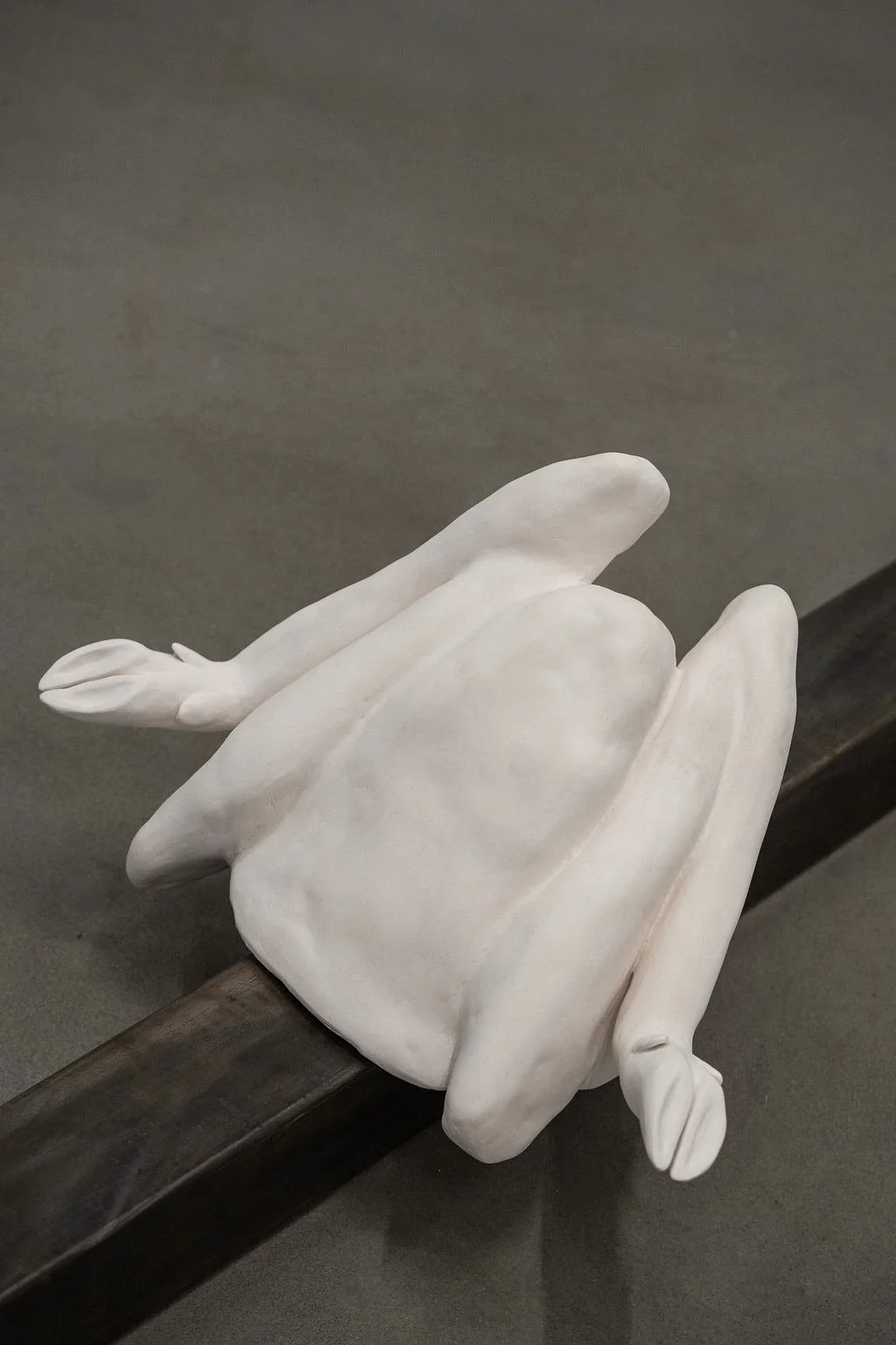 Half Crossing (details), 2026. Porcelain and steel ― 76 x 17 x 15 in
