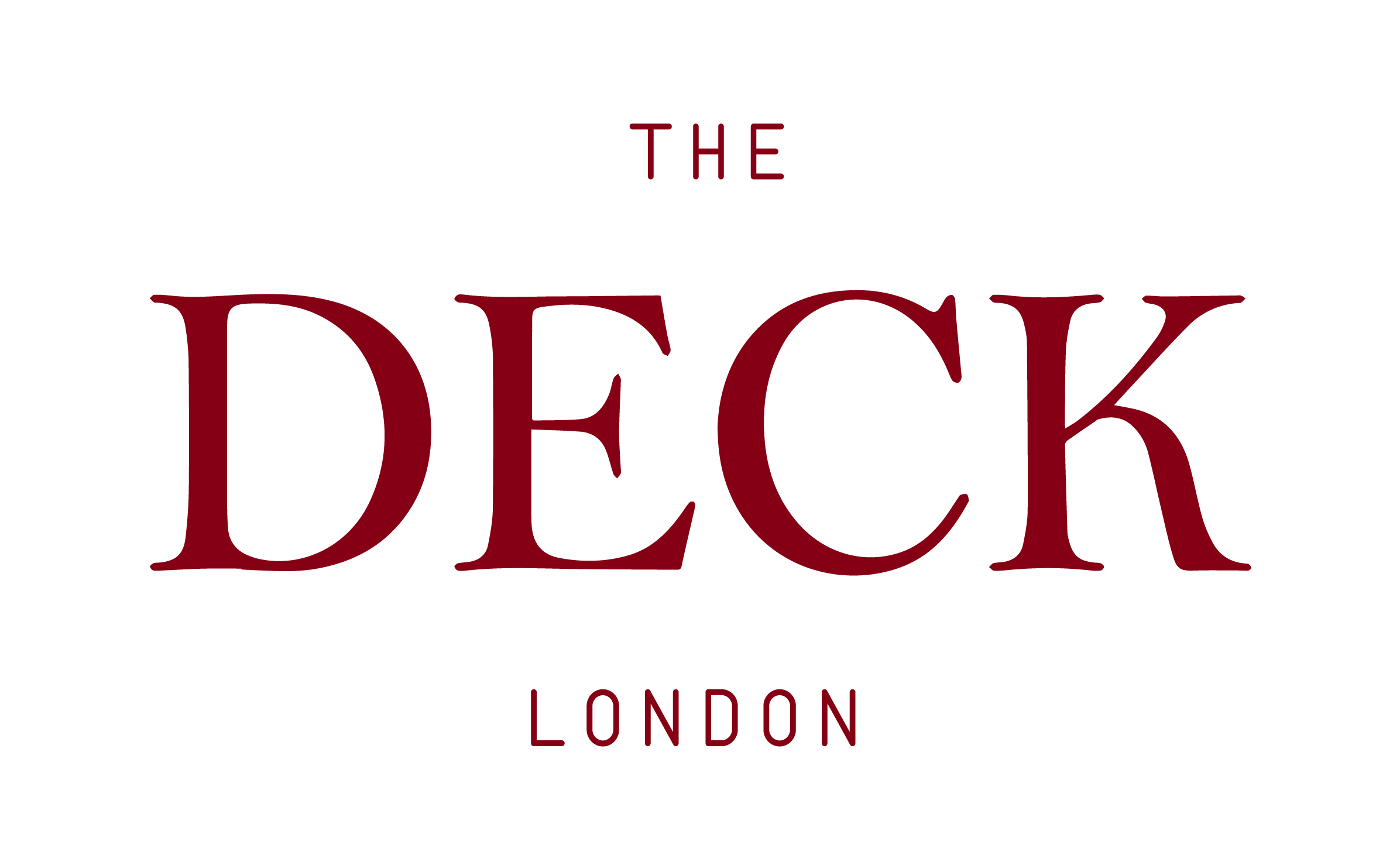 The image displays the text 'THE DICK LONDON' in large, dark red letters on a white background.