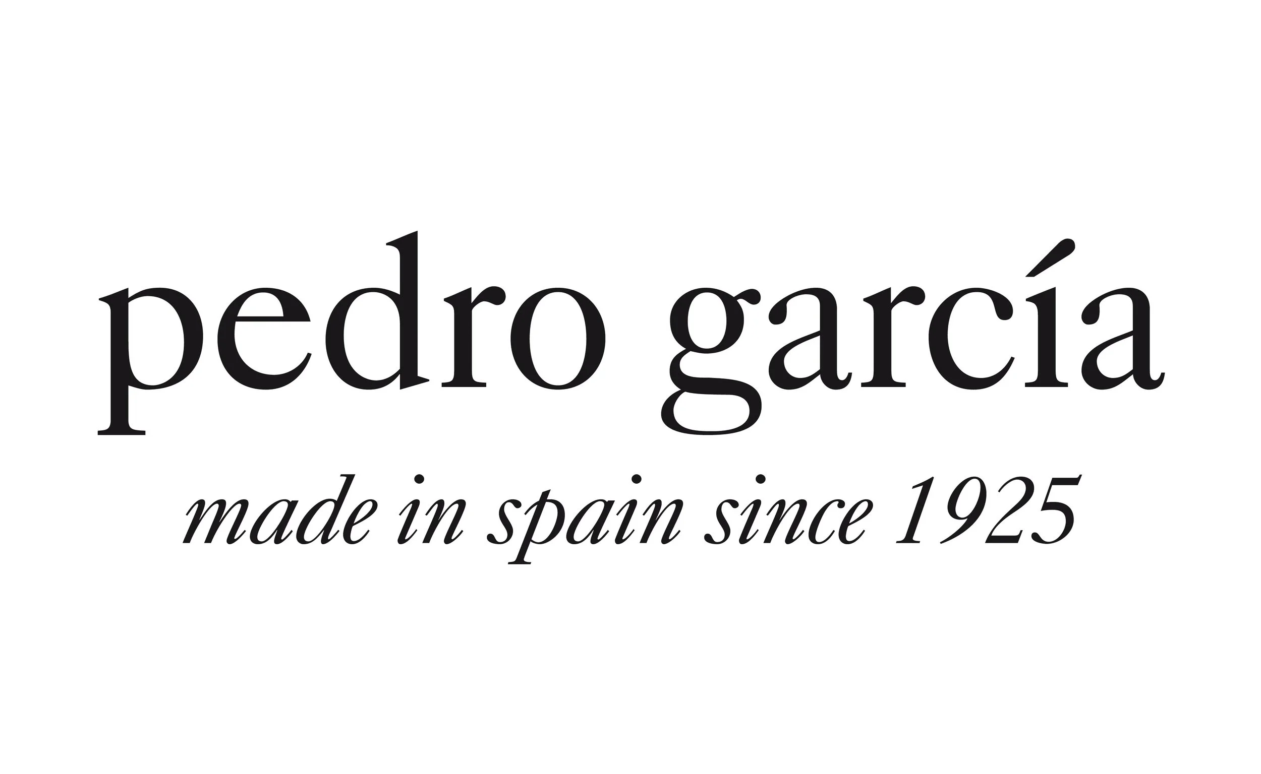 Brand logo of Pedro García, a shoe manufacturer established in Spain in 1925, featuring black text on a white background.