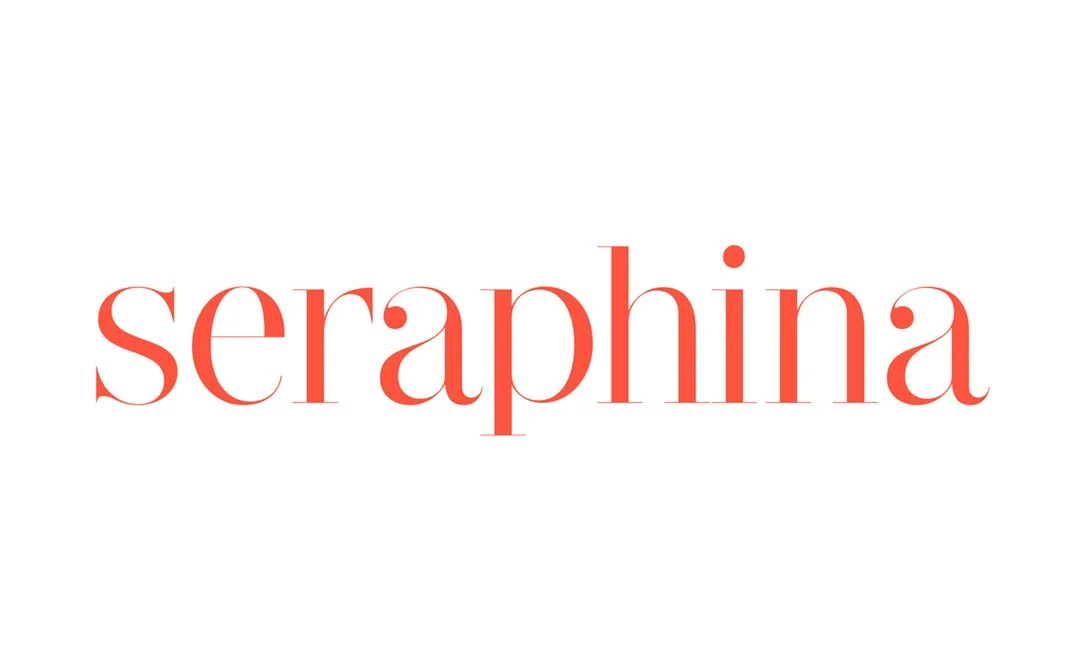 The word "seraphina" written in red text on a white background.