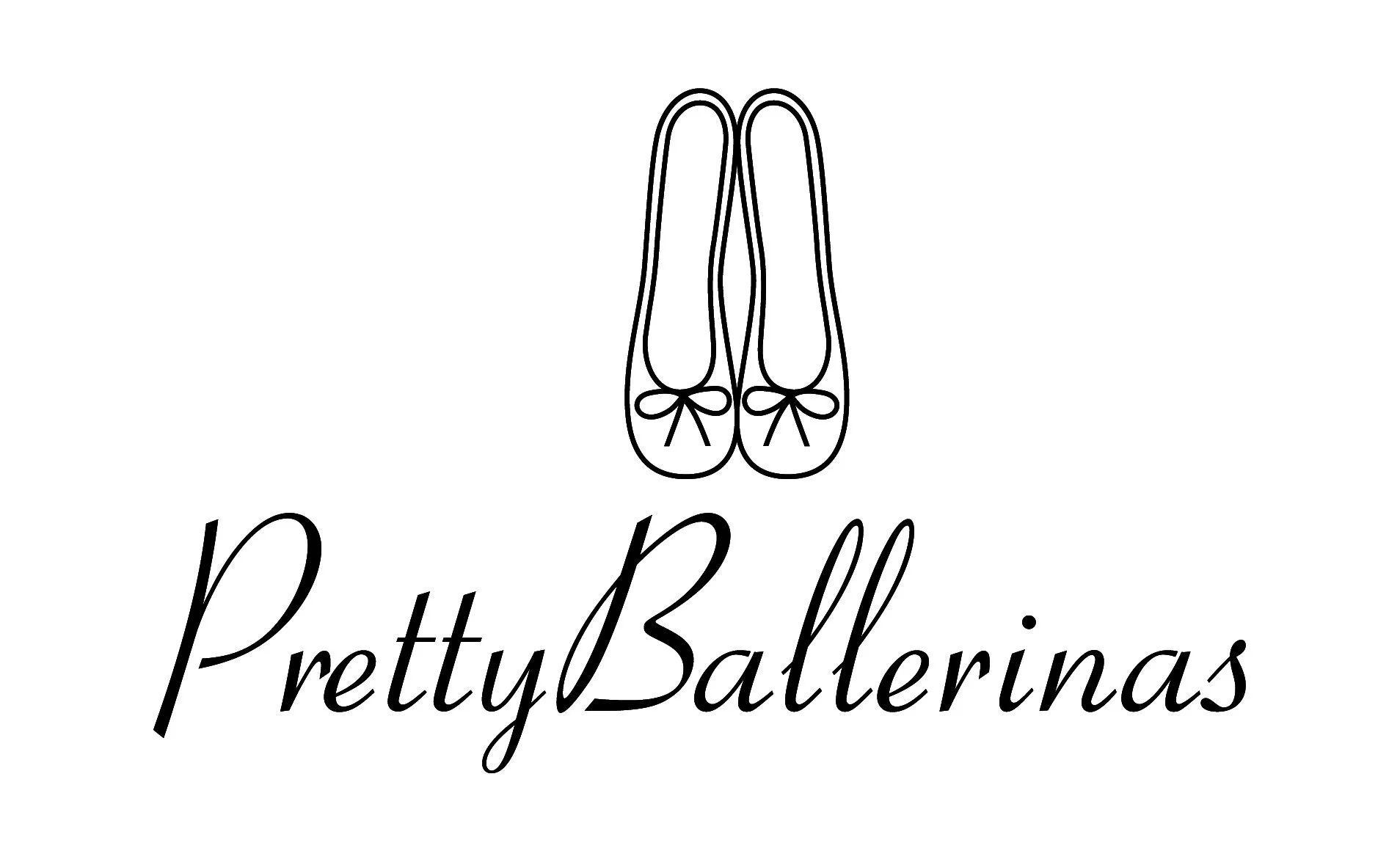 Line drawing of ballet flats with the text "Pretty Ballets" in cursive below.