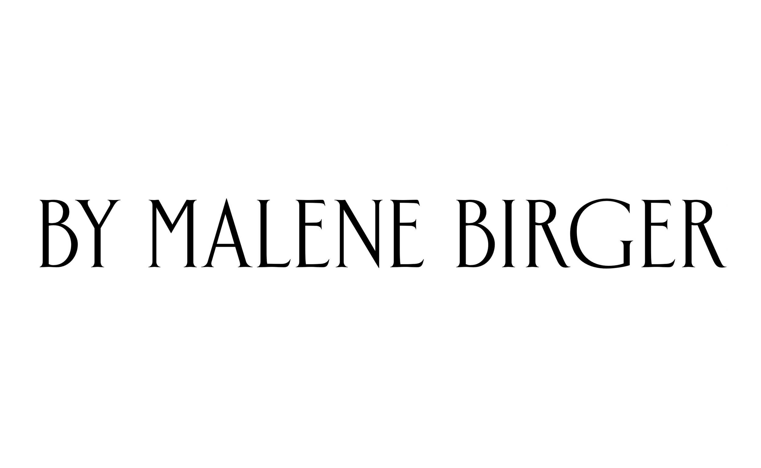 Text that reads 'BY MALEFNE BIRGE' in black, stylized font on a white background.