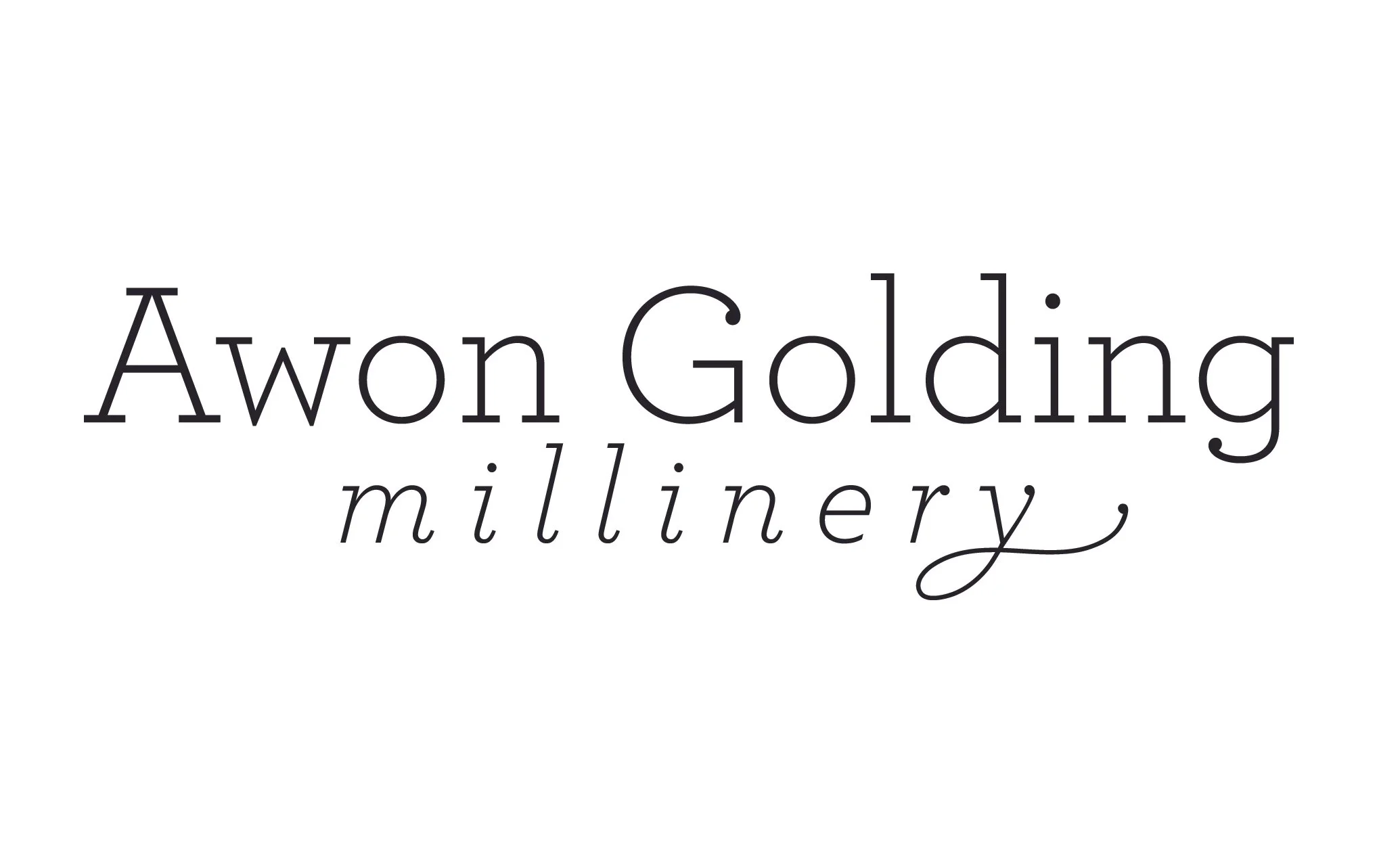 Logo of Awon Galding Millinery with stylized text.