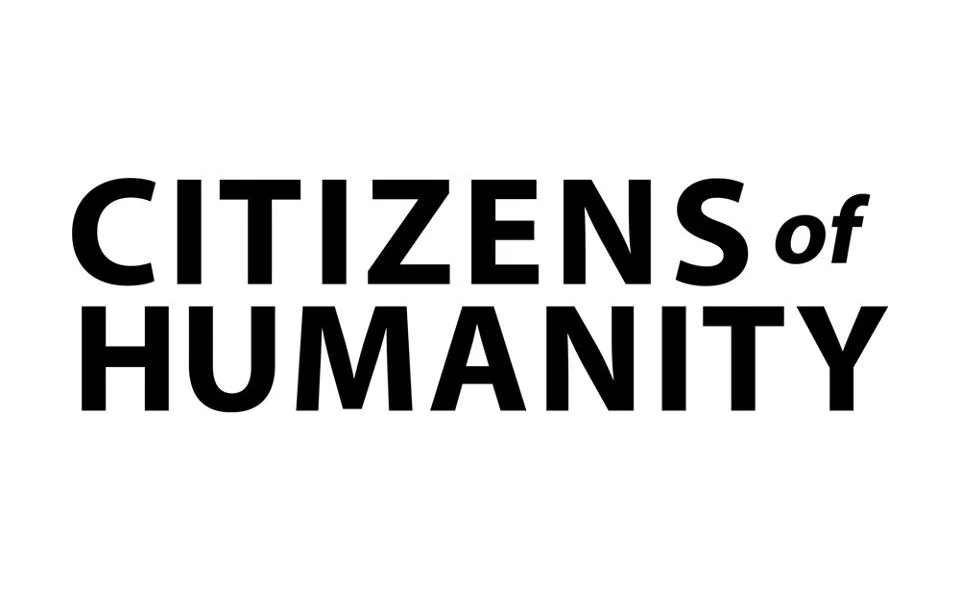 Text says 'Citizens of Humanity' in bold black font on a white background.