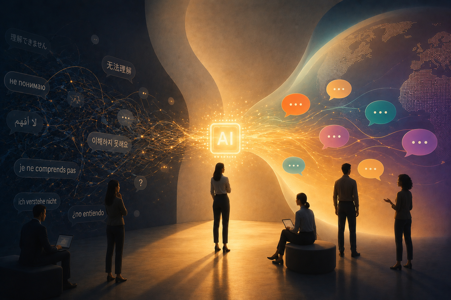 Colleagues using AI to overcome language barriers and enable clearer communication across a global organisation.