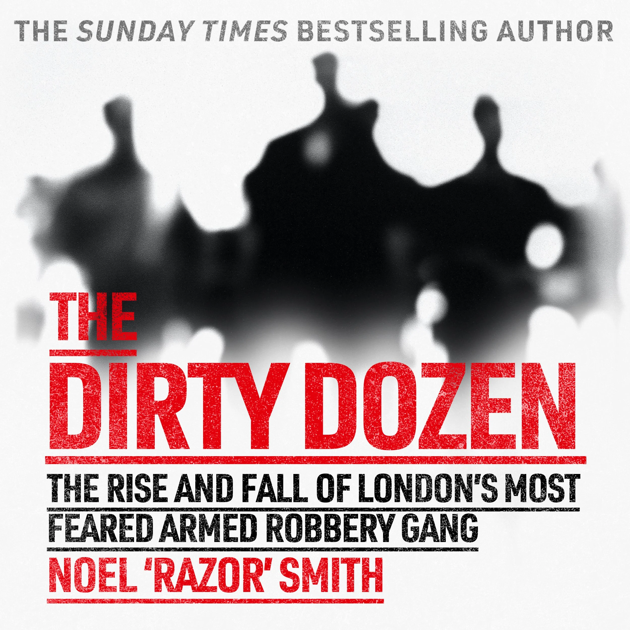 Blurred black silhouettes of three people with text overlay about financial crimes in London.