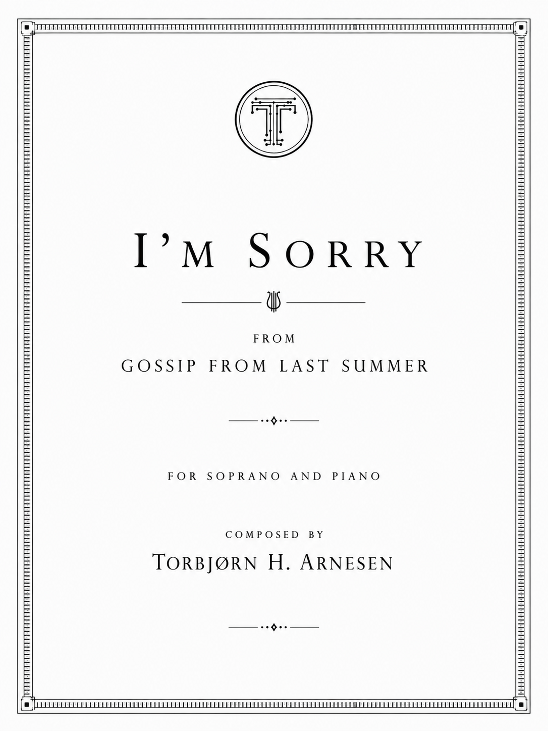 I'm Sorry - for Soprano/Piano- 2024- 6 min 