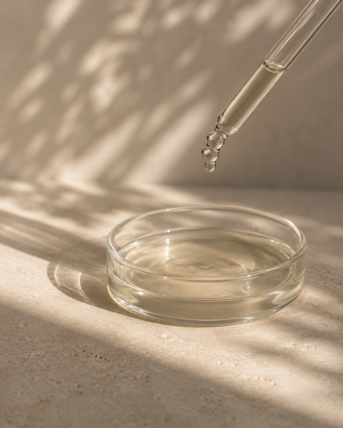 Pipette and glass petri dish