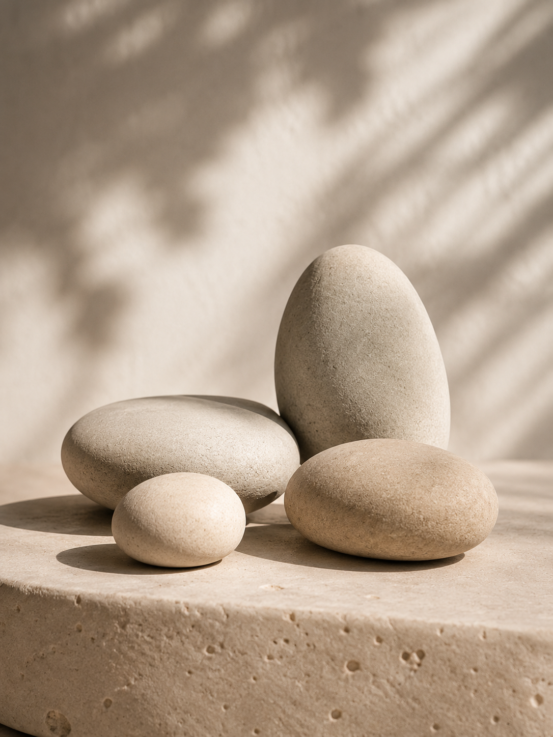 Smooth balanced stones representing the foundations of Skin Symphony Clinic's treatment philosophy