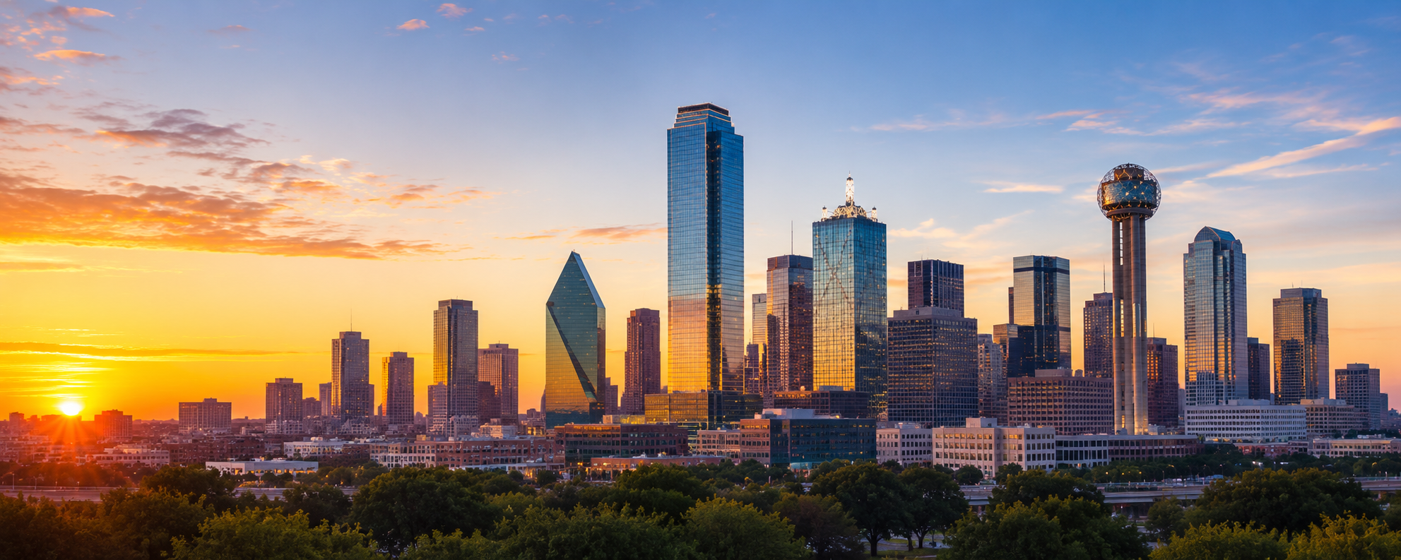Dallas skyline at sunrise representing RDL Advisory, an executive advisory and board leadership firm based in Dallas, Texas.