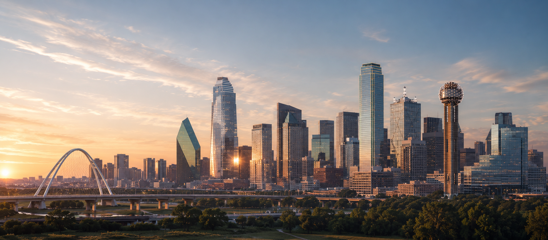 Dallas skyline at sunrise representing RDL Advisory, an executive advisory and board leadership firm based in Dallas, Texas.
