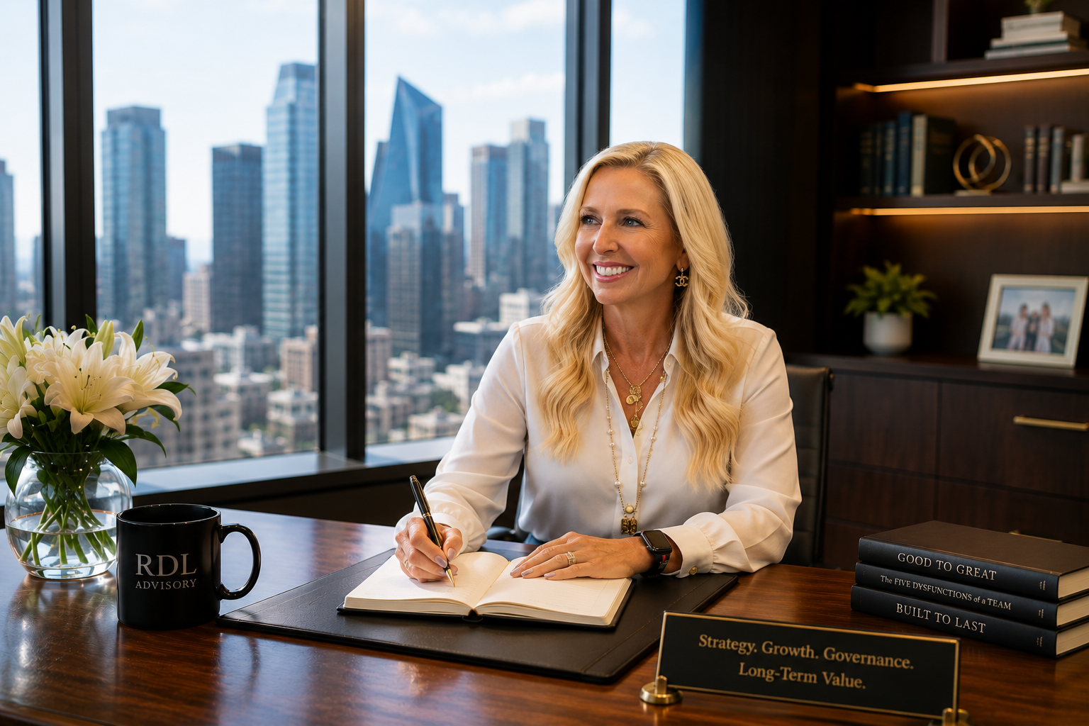 Ronda Lewis, founder of RDL Advisory, meeting with executive clients from her Dallas office to provide executive advisory, board leadership, and commercial growth strategy.