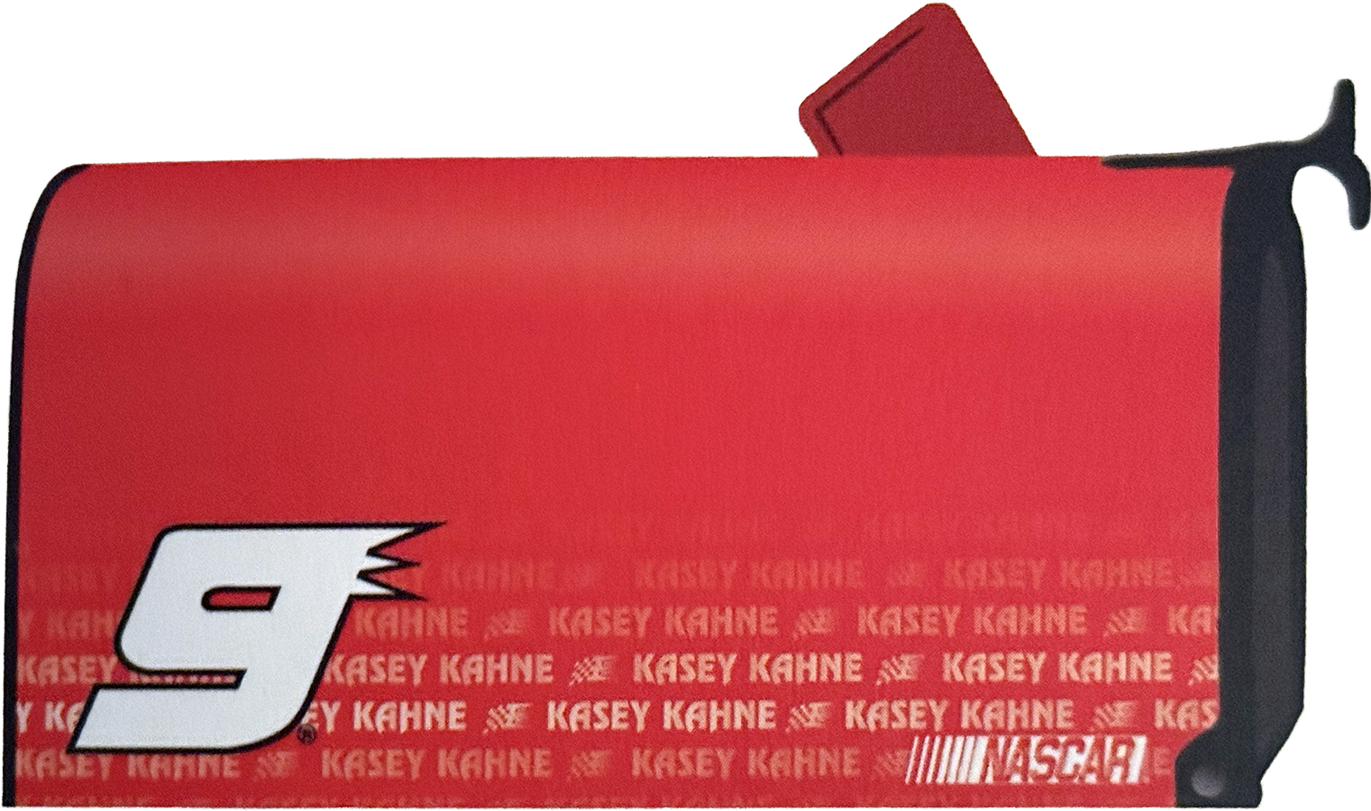 NASCAR mailbox featuring the number 9 and the Kasey Kahne logo on a red background.