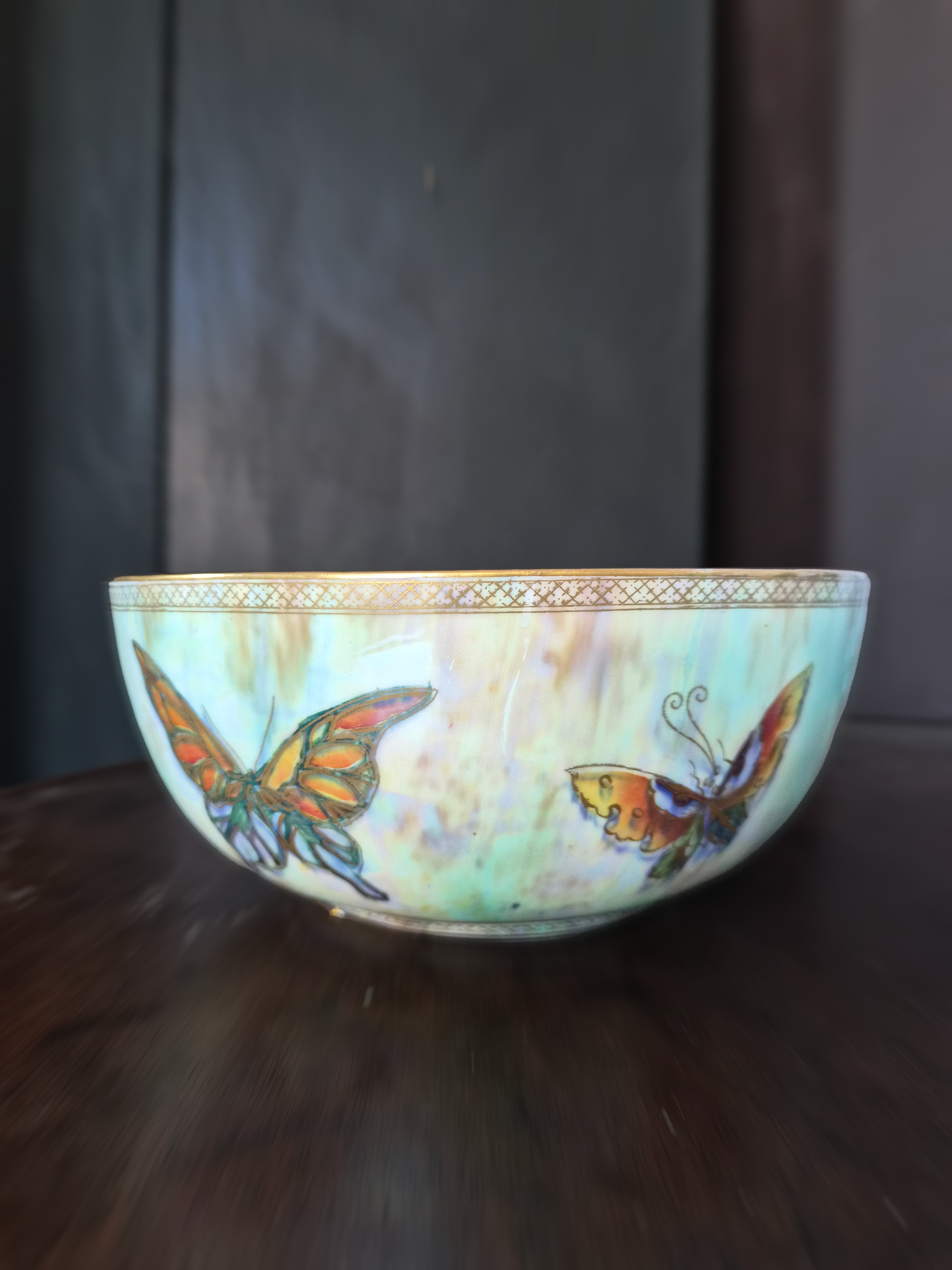 To hold metamorphosis: Wedgwood Butterfly Lustre Bowl, Pattern Z4832 Wedgwood, England, c.1925–1930