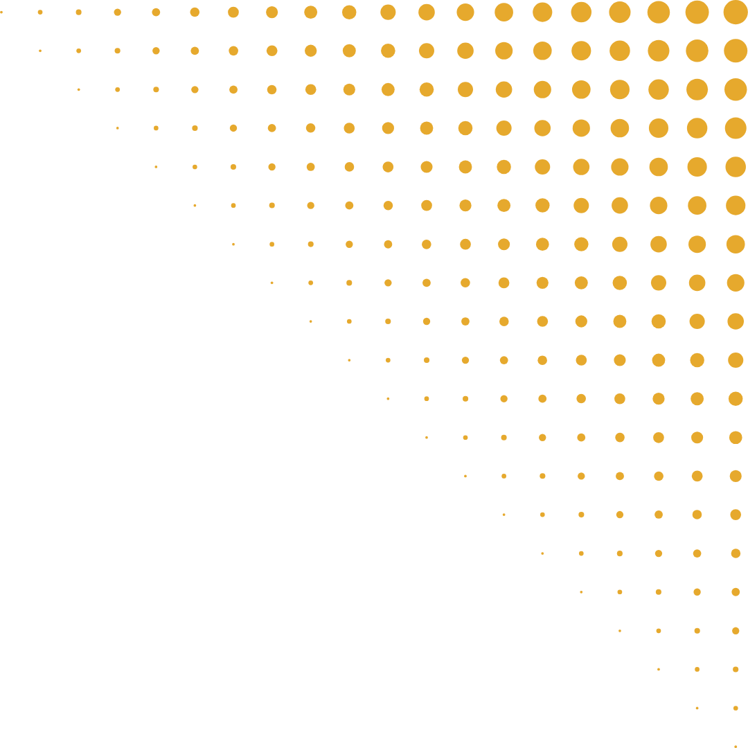 Pattern of gold dots arranged in a gradient on a black background, fading from dense to sparse.