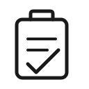 Icon of a clipboard with a checklist.