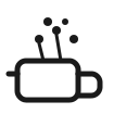Black icon of a vintage television with rabbit ear antennas.