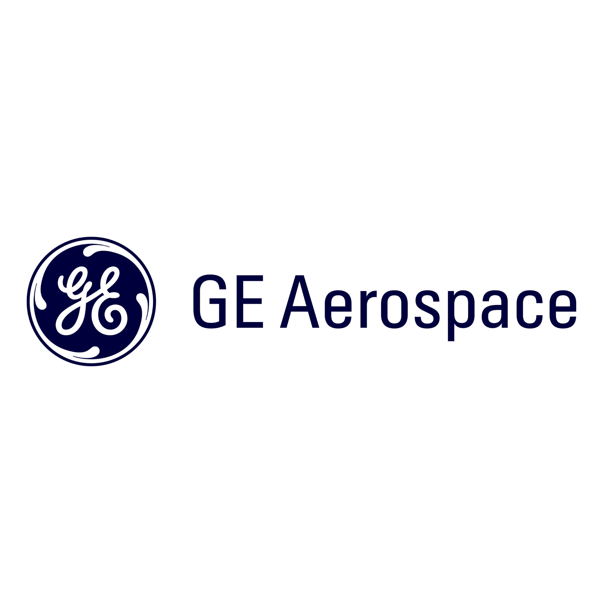 The image features the GE Aerospace logo with stylized text and a circular emblem containing the GE initials on a black background.