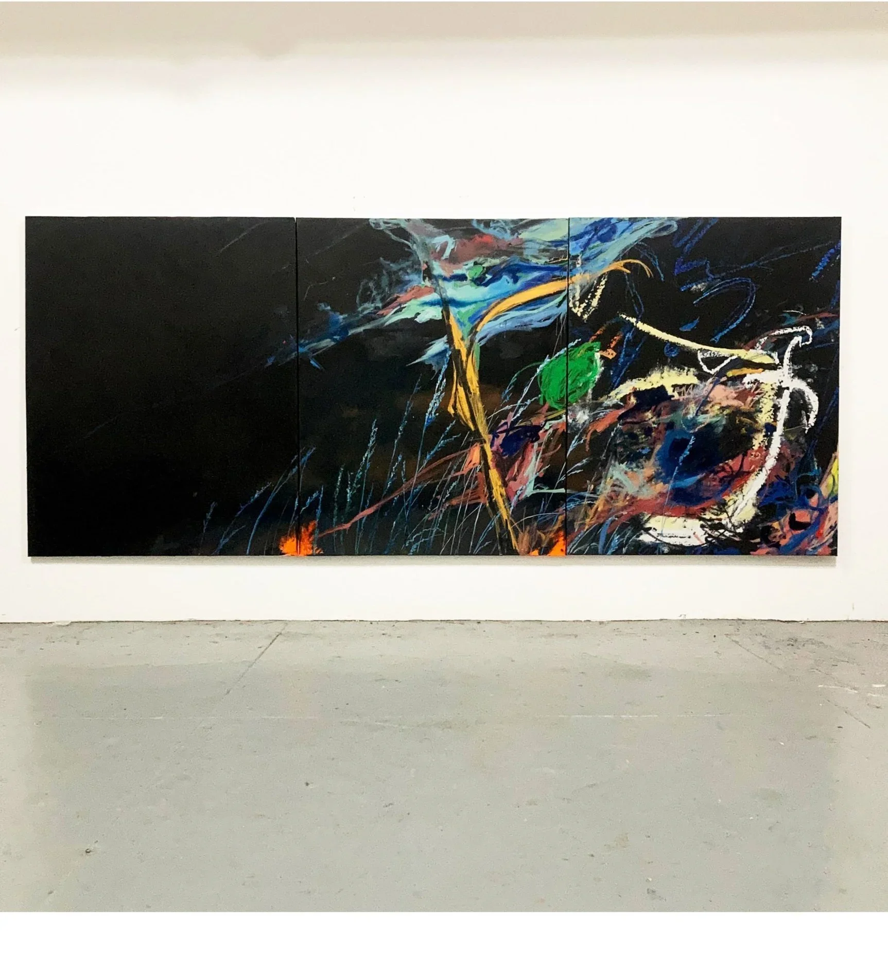 Exit Strategy, 366 cm x 153 cm, oil and acrylic on canvas, 2023.