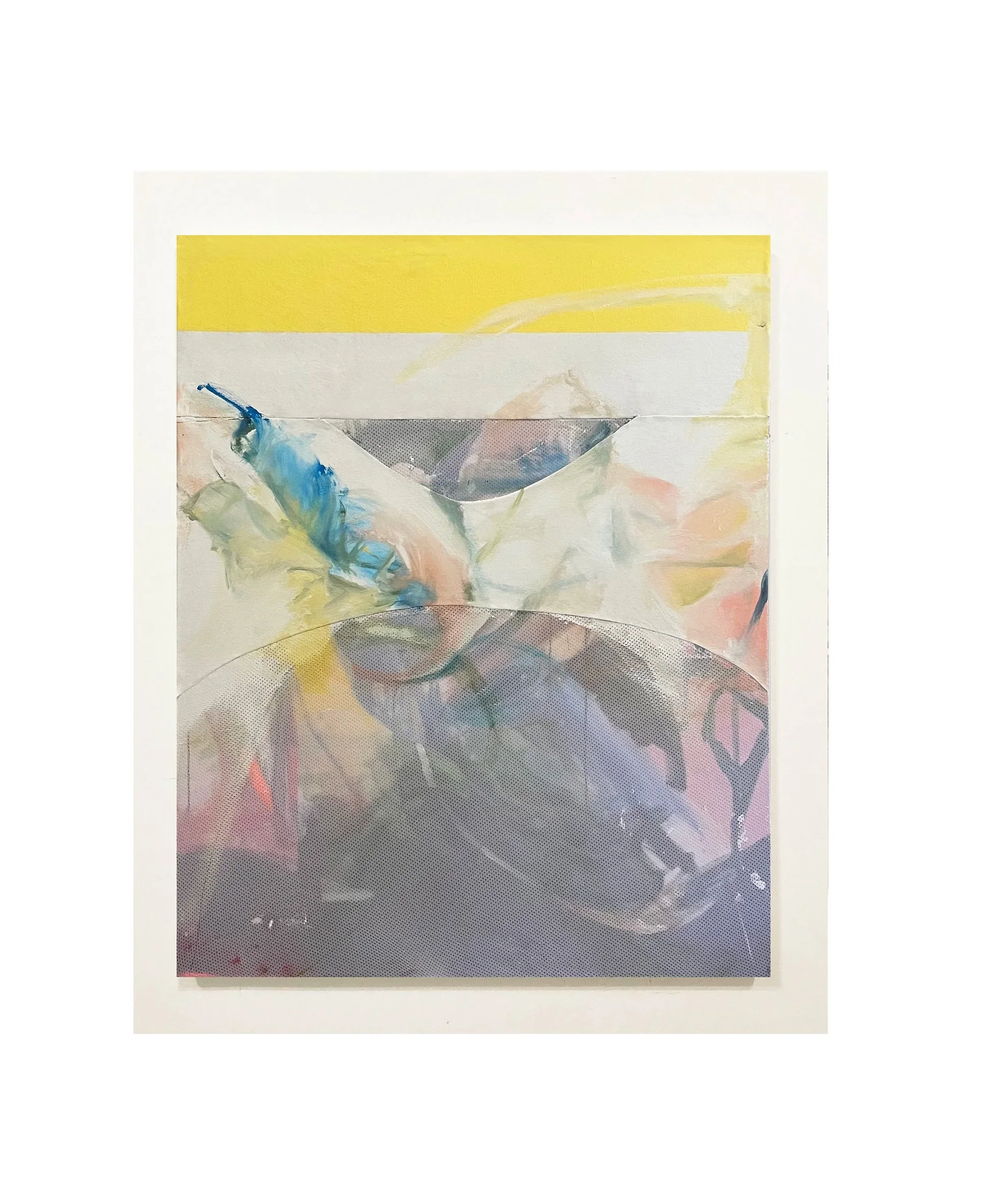 Everything Seemed like Something Else, 120 cm x 152 cm. Oil, Acrylic, Canvas, and Polyester Mesh on Canvas, 2024