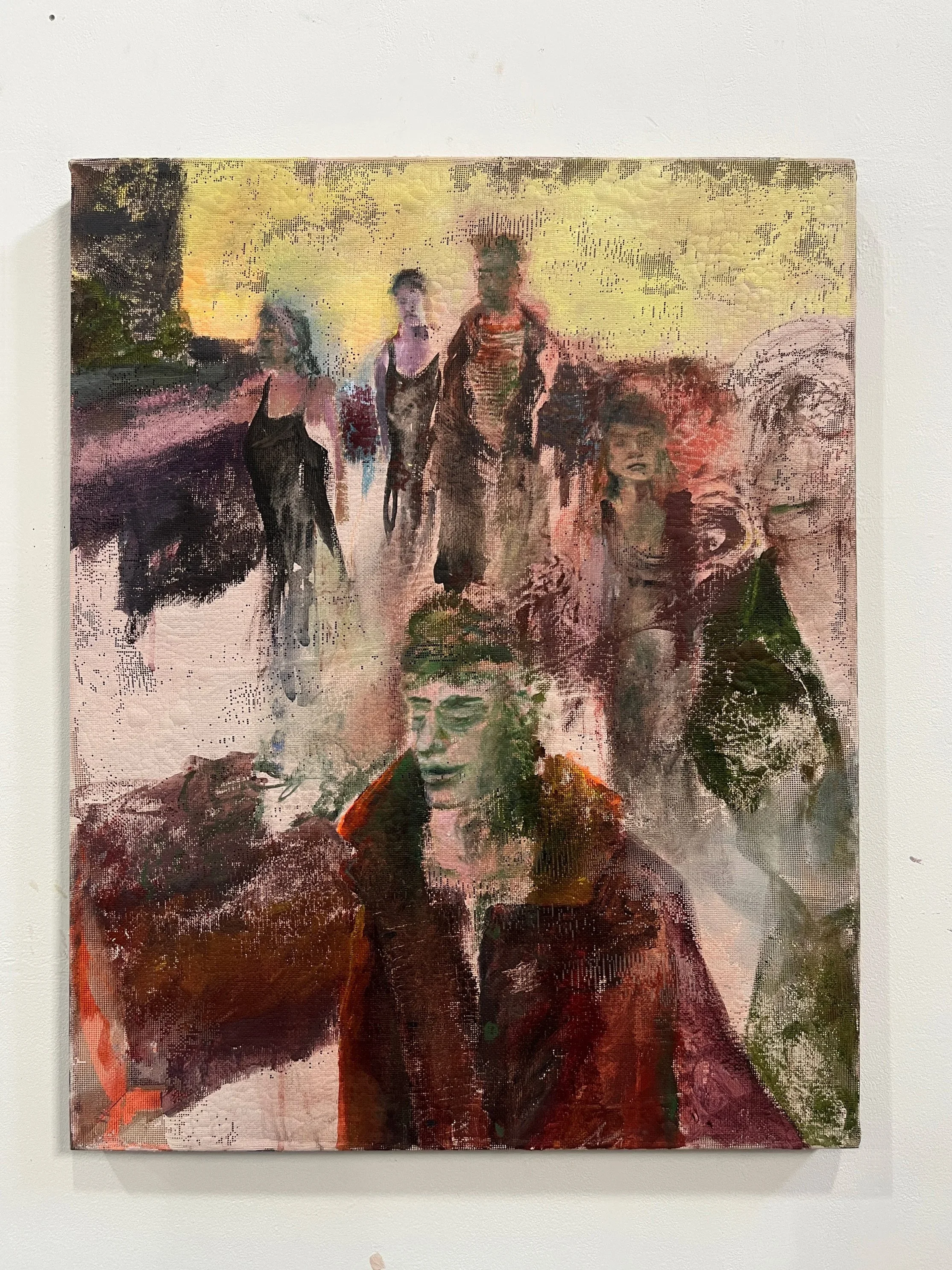 Devils, New. 60 cm X 76 cm, Oil, Acrylic, Charcoal, Insect Screen, 2026.