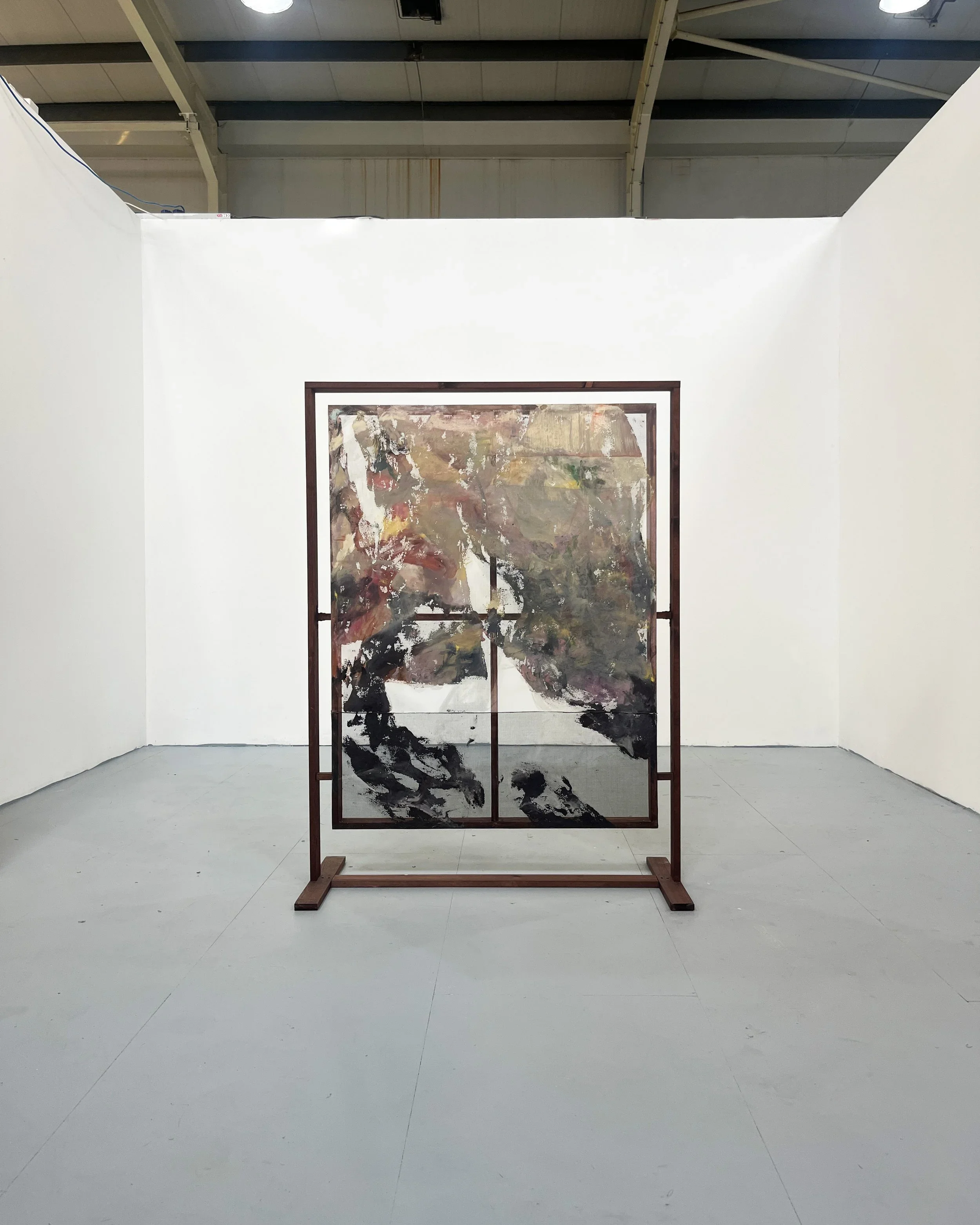 Spirit Ditch, 140 cm x 160 cm x 75 cm, oil, insect screen, built pine structure, 2026
