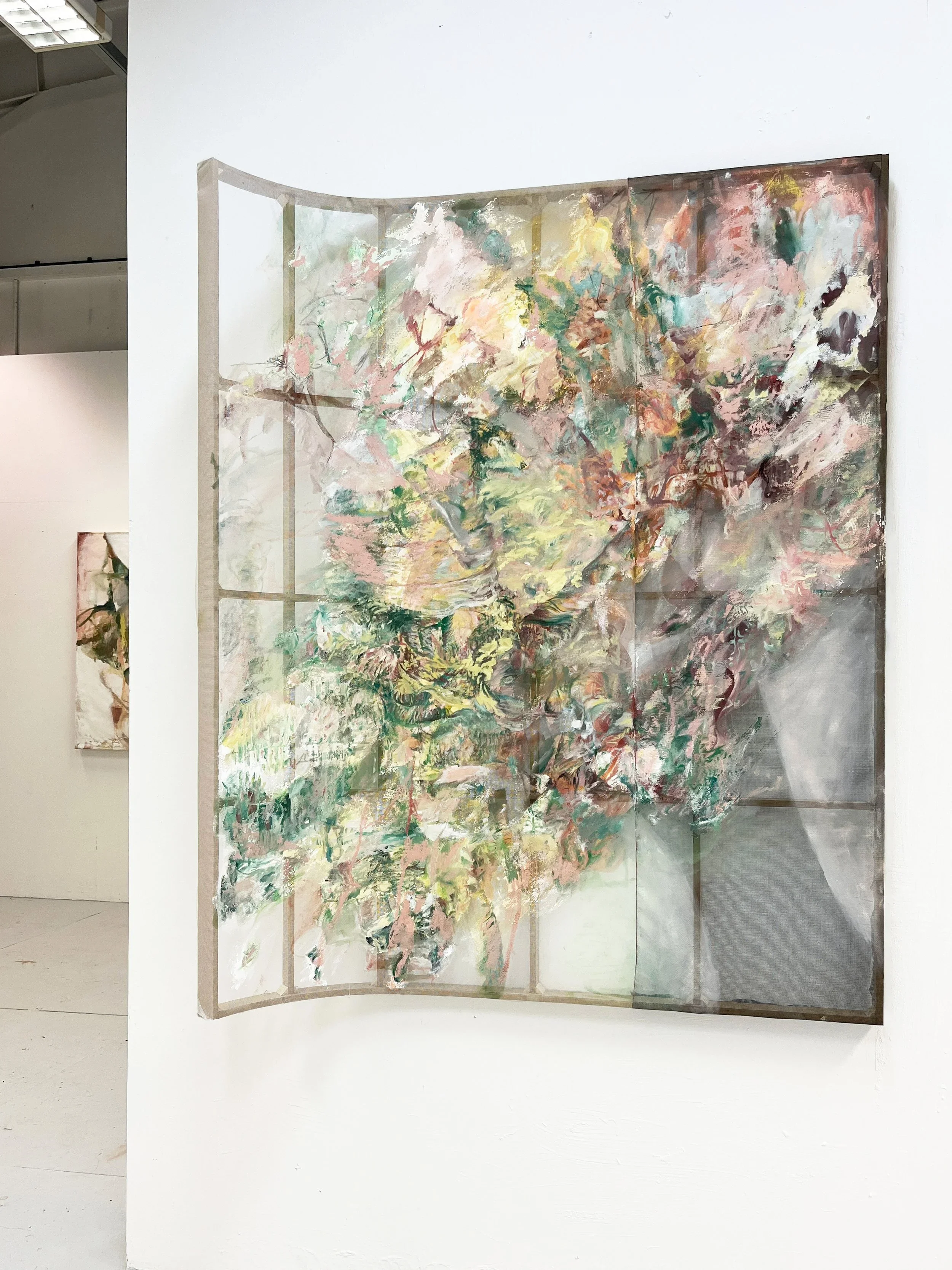 Planting Weeds, 127 cm x 152 cm,
Oil, Acrylic and Mesh on mdf, 2025