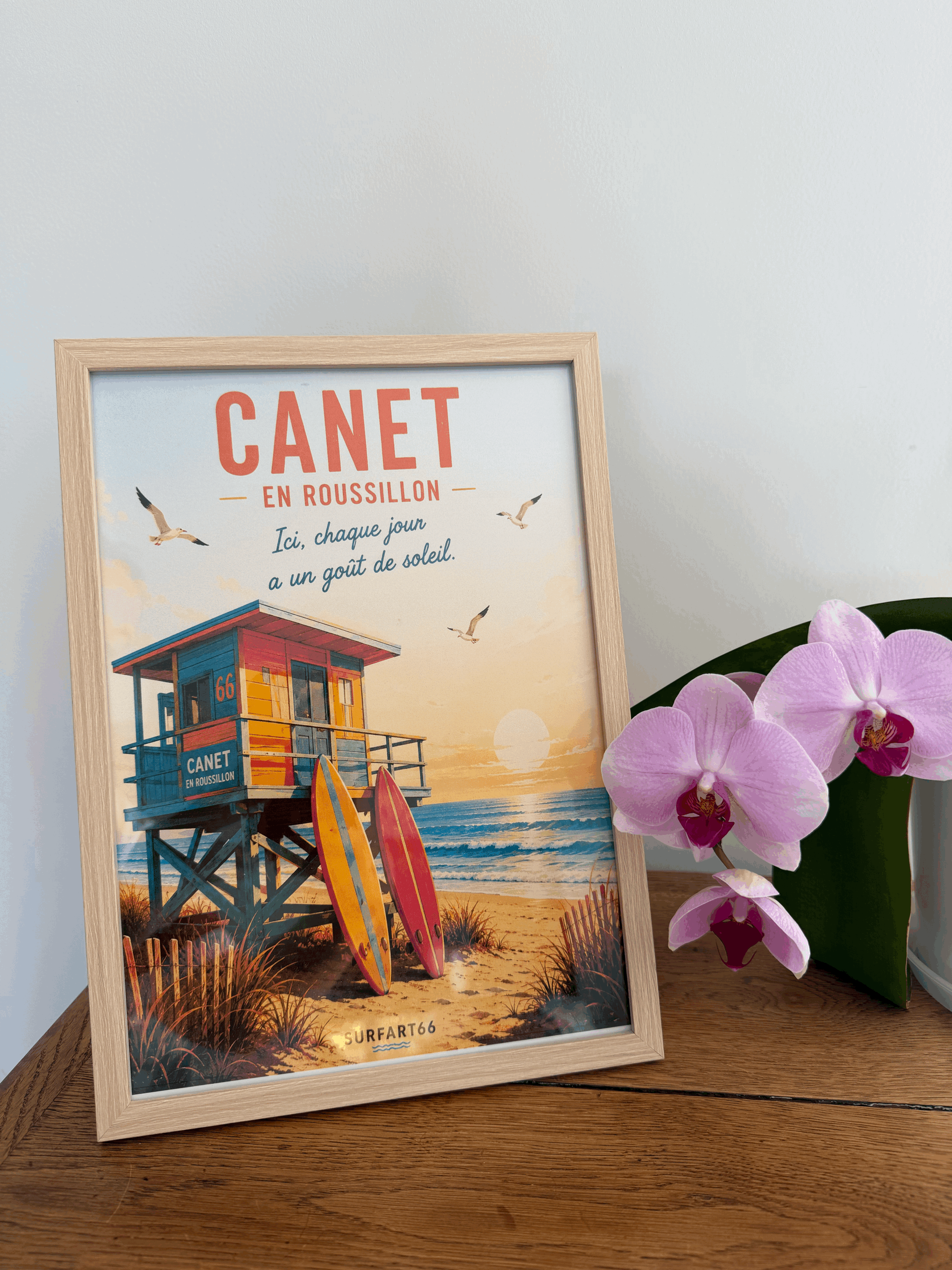 Affiche vintage Canet-en-Roussillon Surfart66