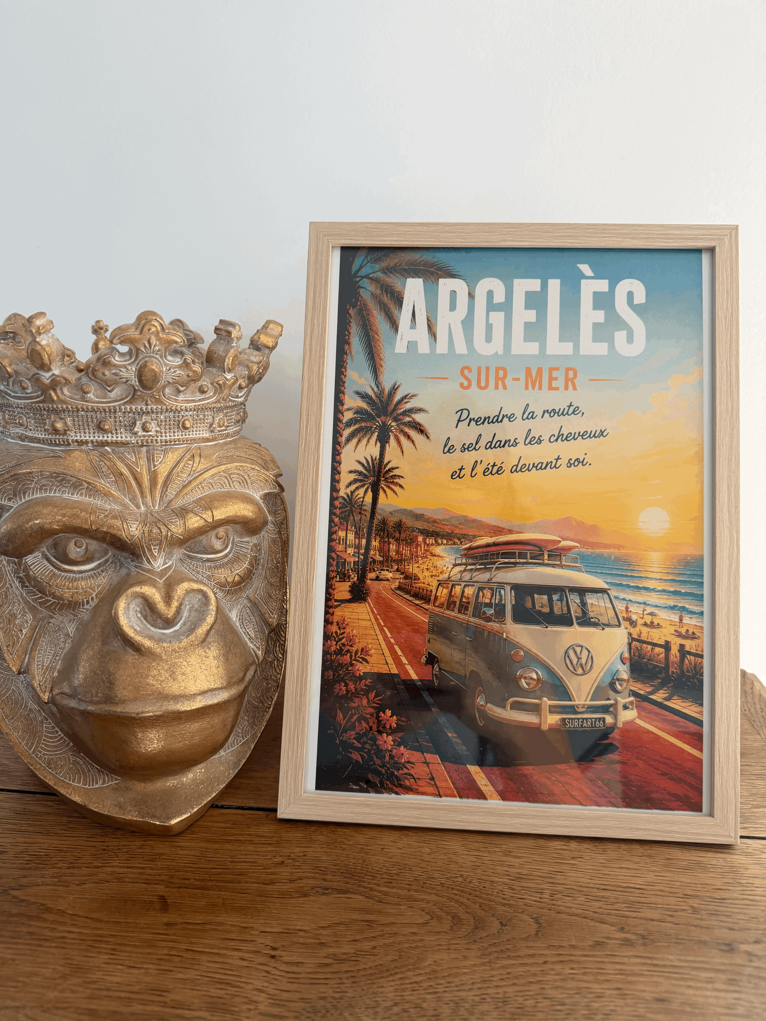 Affiche vintage Argeles-sur-Mer Surfart66