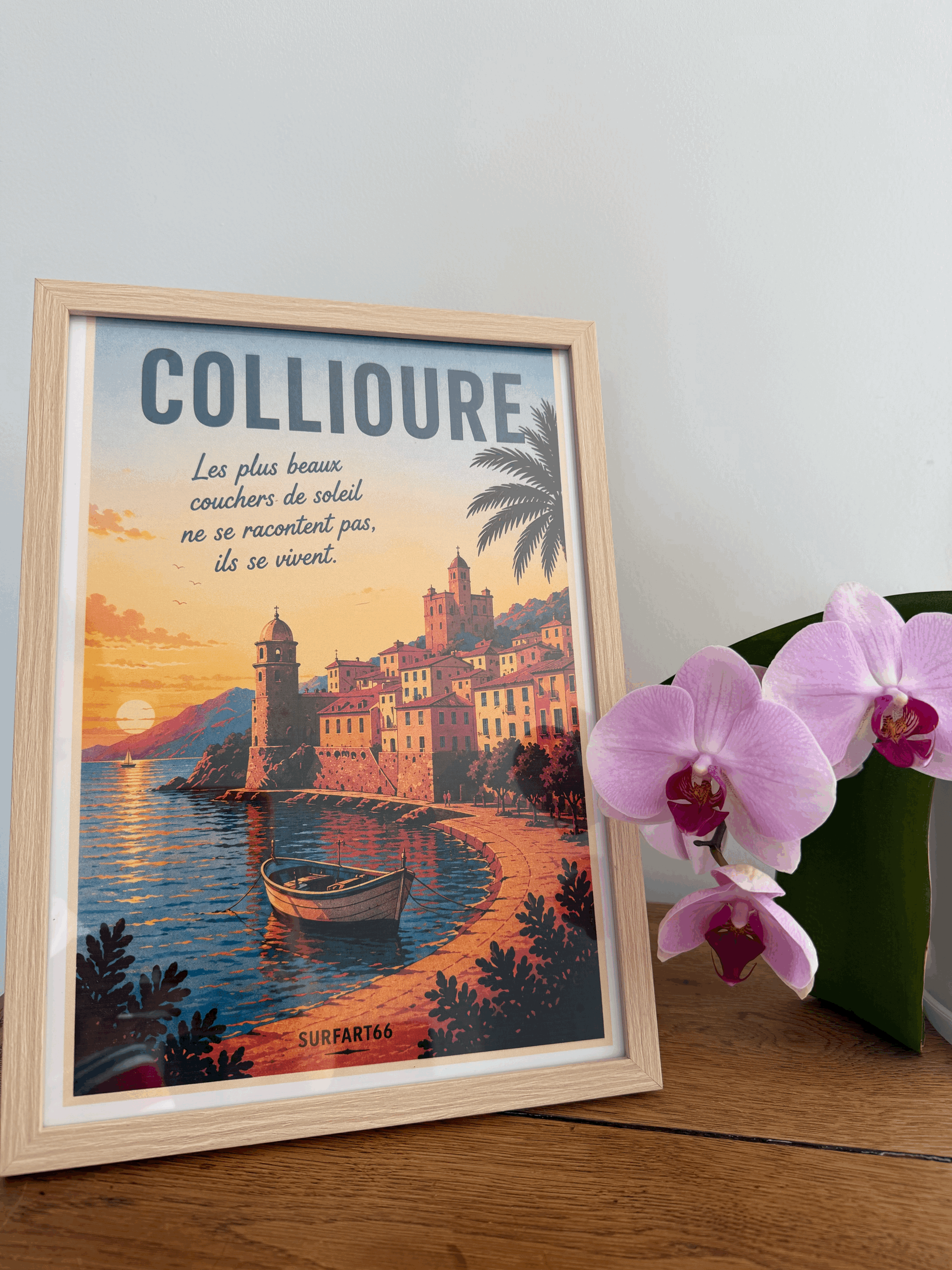 Affiche vintage Collioure Surfart66