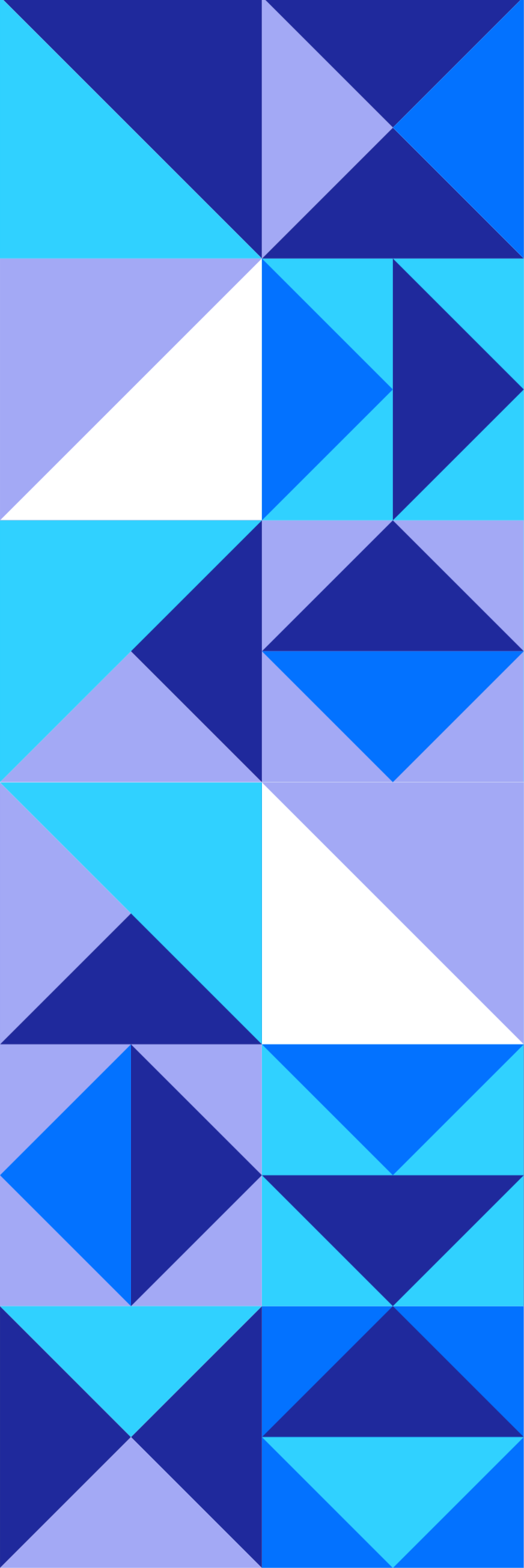 A vertical pattern of various geometric shapes in shades of blue and lavender.