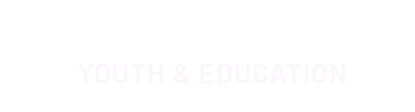 Open book icon above a rounded banner labeled "Youth & Education"