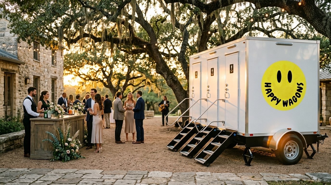 Wedding cocktail hour Restroom Trailer