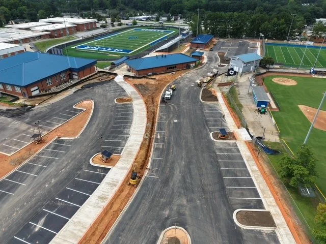 High schools paved parking lot