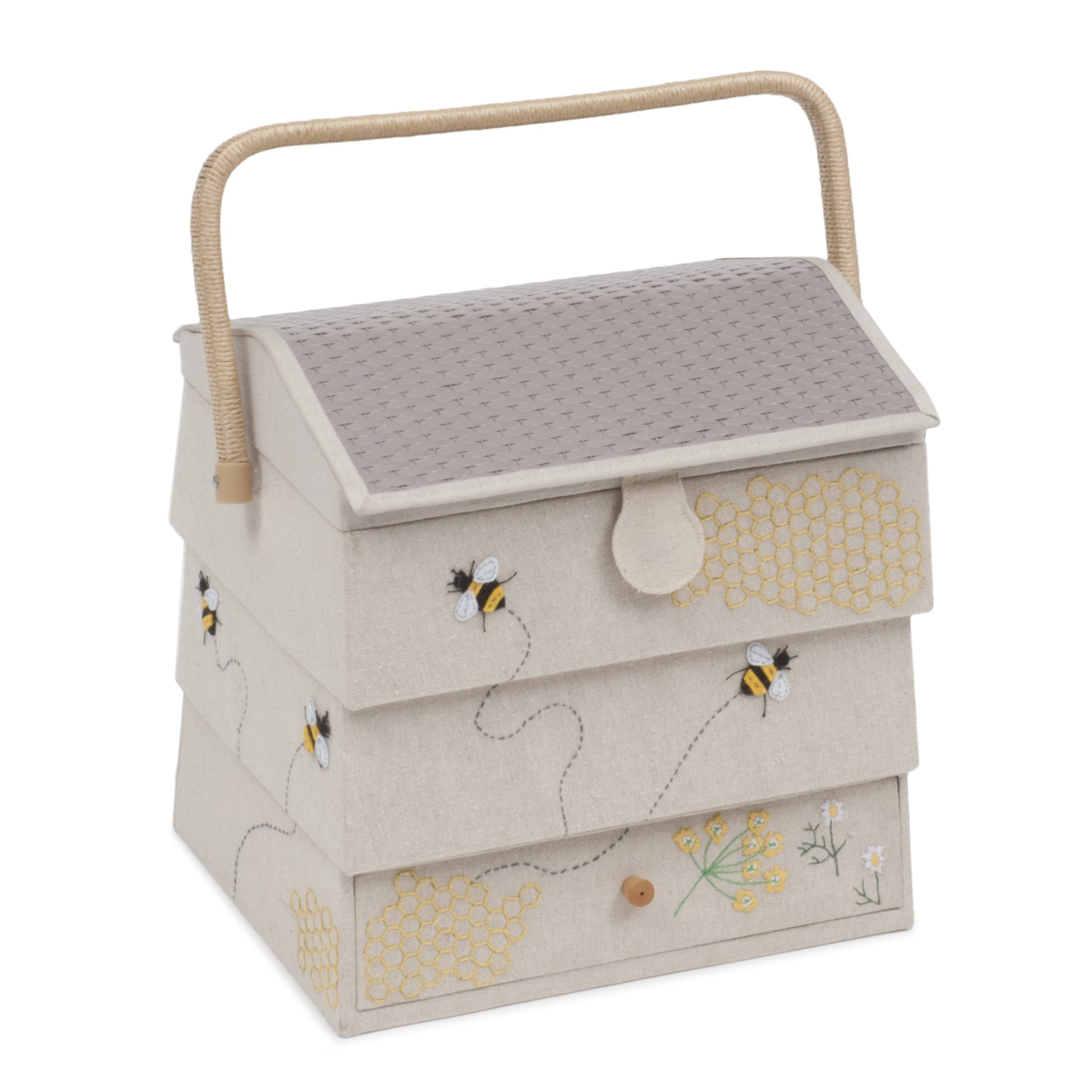 Embroidered Bee Hive sewing box