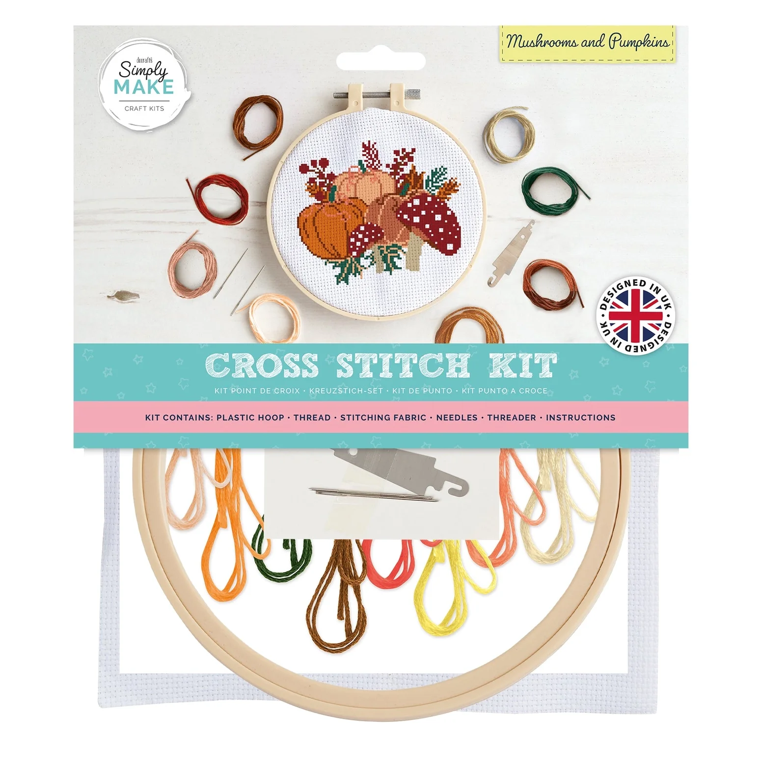 Simply Make Cross Stitch Kit - Mushrooms and Pumpkins