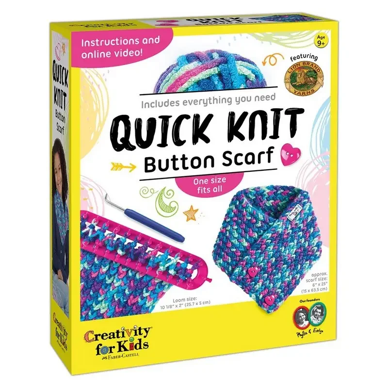 Creativity For Kids Quick Knit Button Scarf, Blue Craft Kit