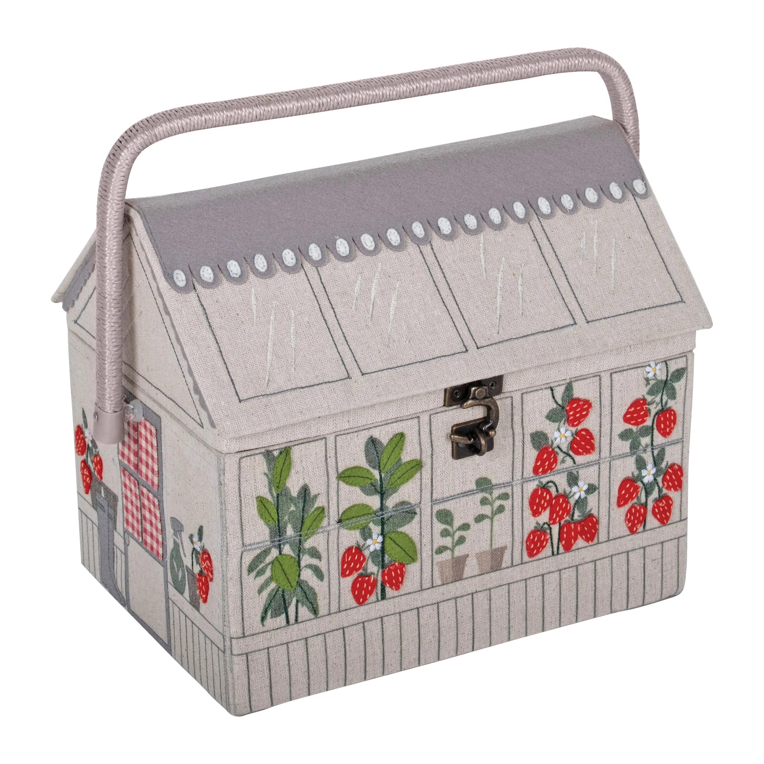 Embroidered Sewing Box - Strawberry Greenhouse