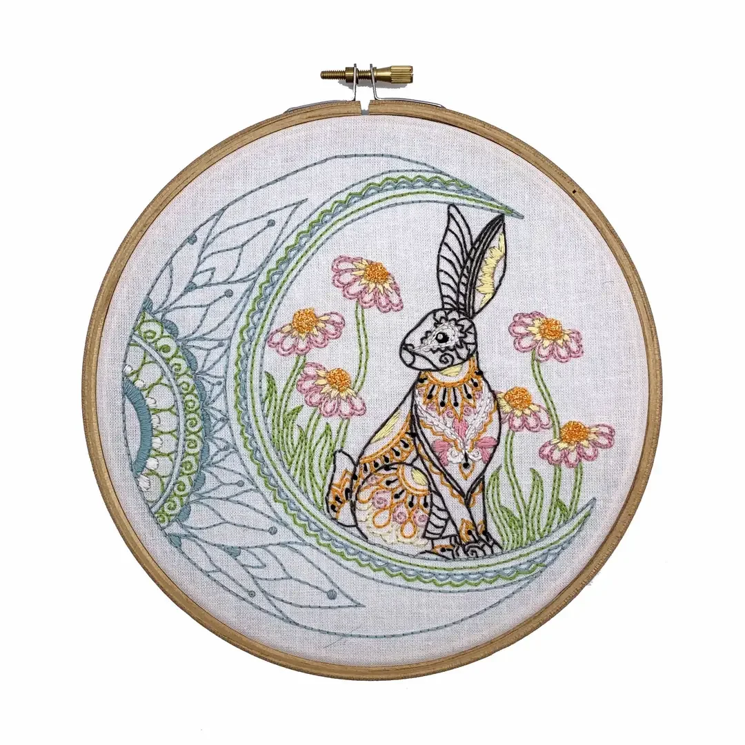 Celestial Hare Embroidery Fabric Kit