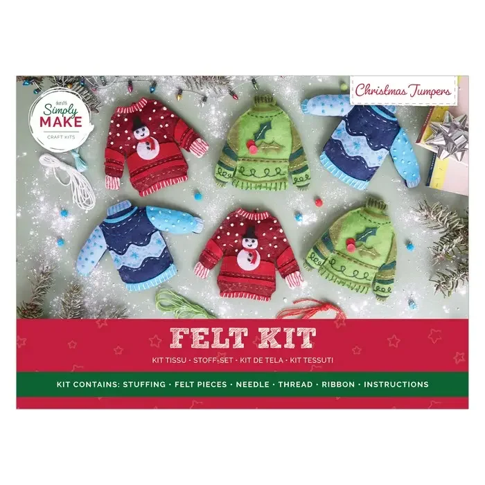 Simply Make Felt Christmas Craft Kit, Christmas Jumpers