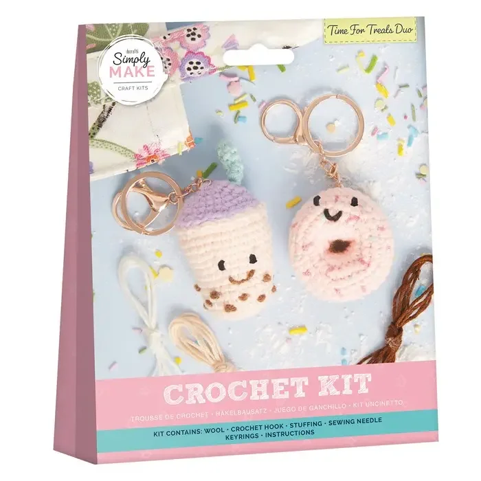 Simply Make Crochet Key Ring Craft Kit, Time For Treats, Duo