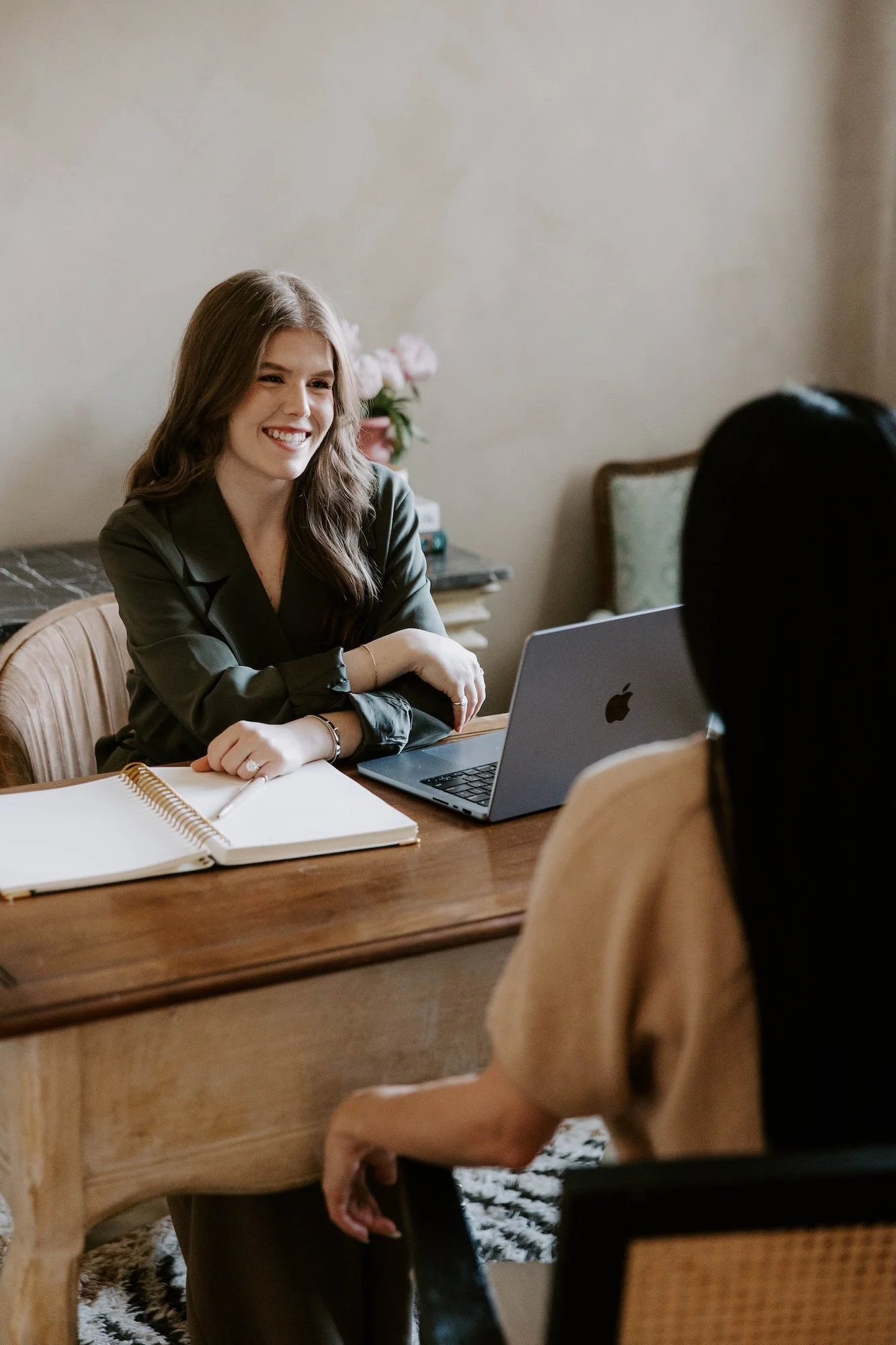 Chadley Zobolas talking with a therapist during a private practice business consultation
