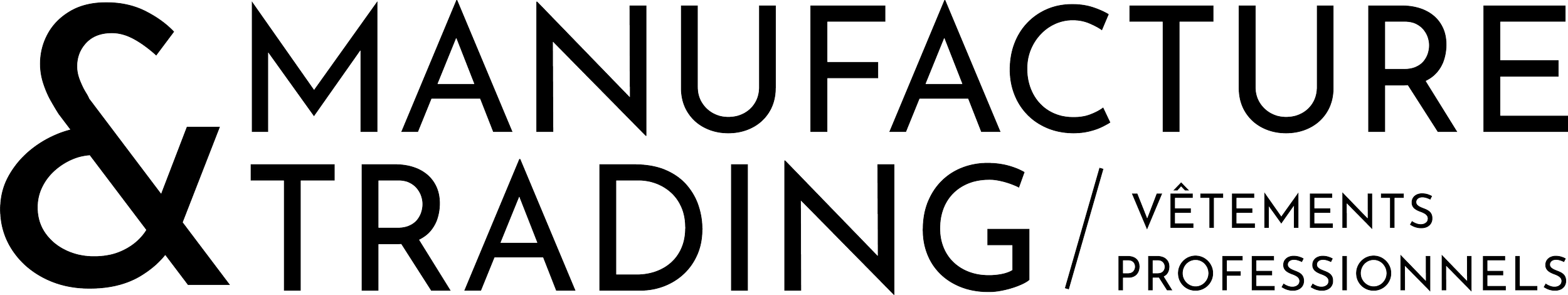Logo en ligne pour une entreprise de fabrication et de commerce de vêtements professionnels et de trading, avec le texte en ligne et un symbole de stylo stylisé.