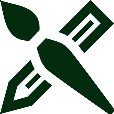 Logo de l'encre et du stylo intégrés dans un design stylisé avec des teintes vertes.