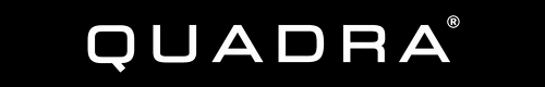 Logo Quadra en blanc sur fond noir