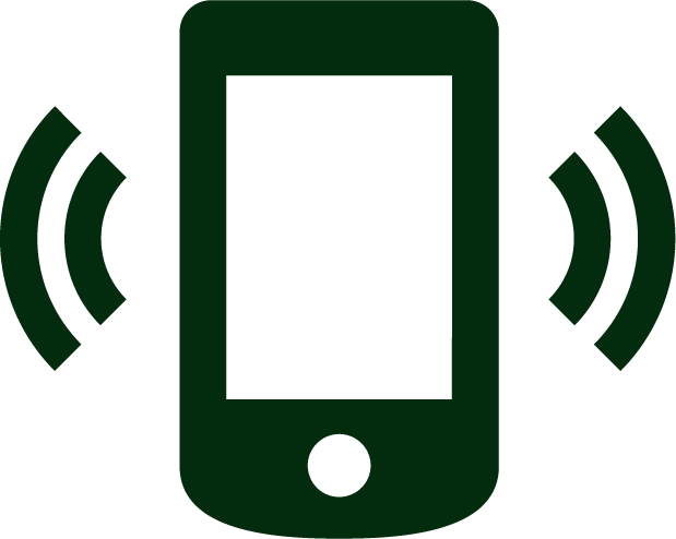 Icône d'un téléphone mobile avec des ondes Wi-Fi ou de signal autour