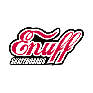 Enuff Skateboards logo with stylized red and black text on a white background.
