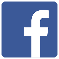 Facebook logo with a blue background and a white lowercase 'f'.