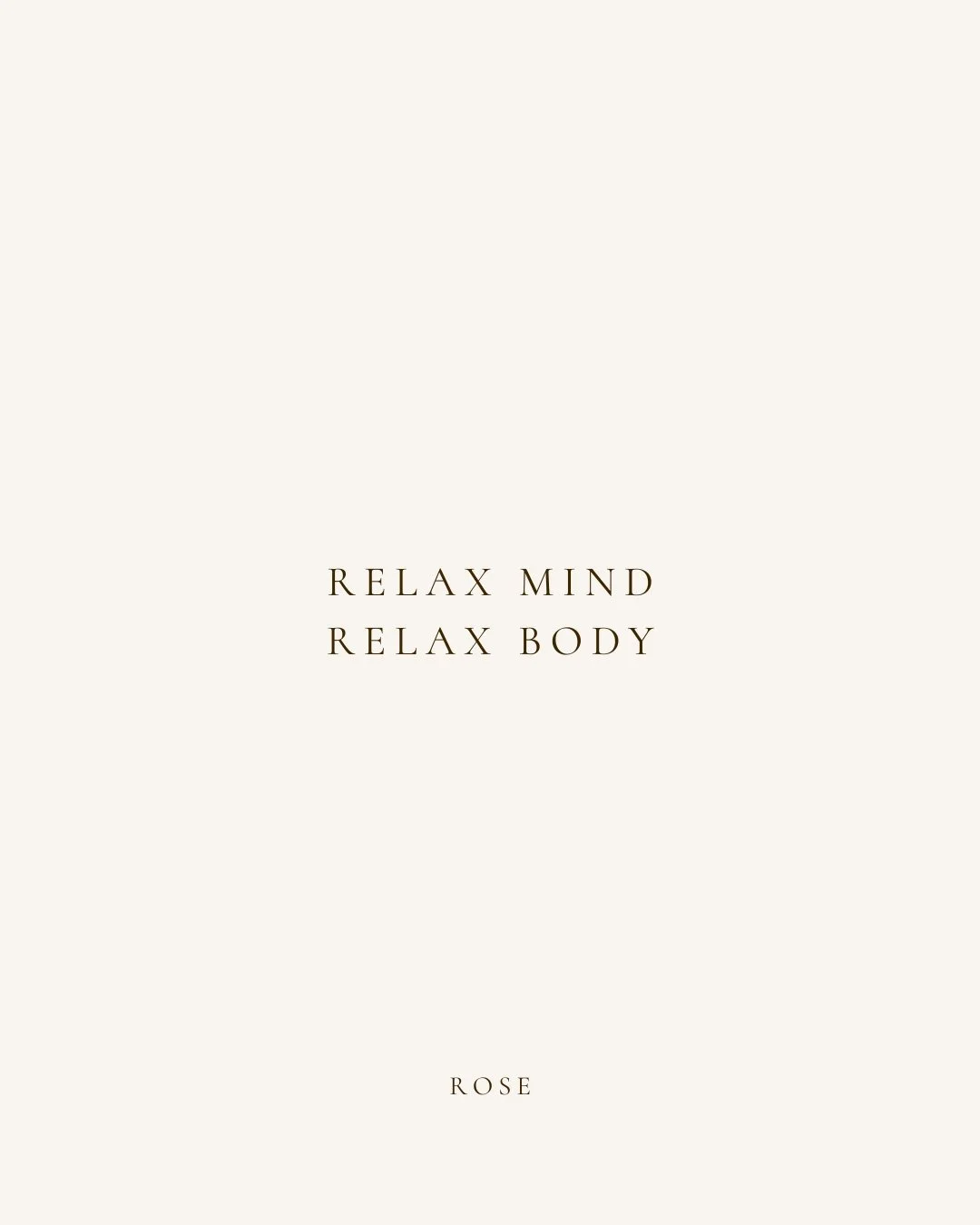 Minimalist book cover with the text 'Relax Mind Relax Body' and 'Rose' on a cream background.